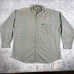 Ralph Lauren Chaps Mens XL Shirt Long Sleeve Button-Down Green‎ Geo 100% Cotton